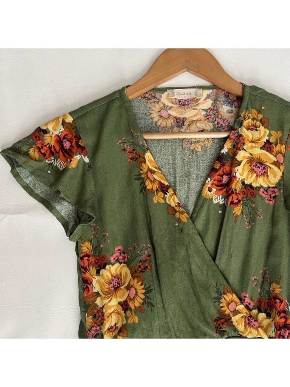 Green Floral High Low Faux